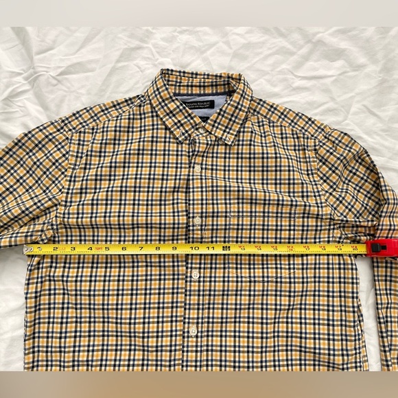 Banana Republic Mens Plaid Button Shirt | Camden Fit | Size M | Navy & Yellow - Picture 6 of 14